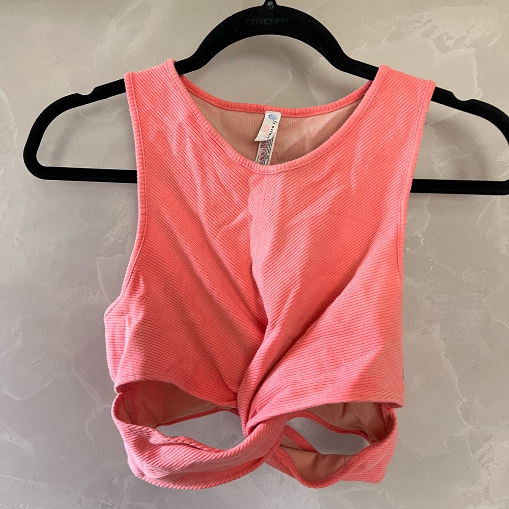 Free People Movement Pink Twist Front Crop Top